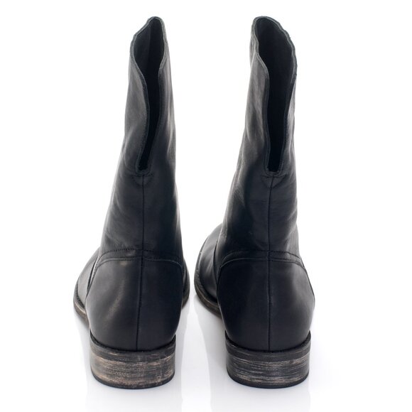 NWOB Charcoal Genuine Leather Riding Combat Flat Boots NYC Designers Handmade - Picture 2 of 16